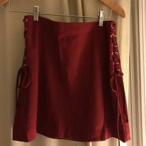 A&F Red high waisted midi skirt